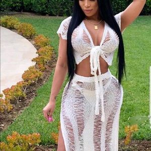 Two Piece Crochet Maxi Skirt Set